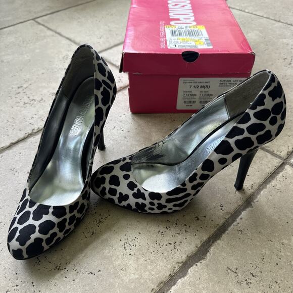 Cosmopolitan Women's Awestruck Black/White Leopard Size 7 1/2 - Picture 1 of 9